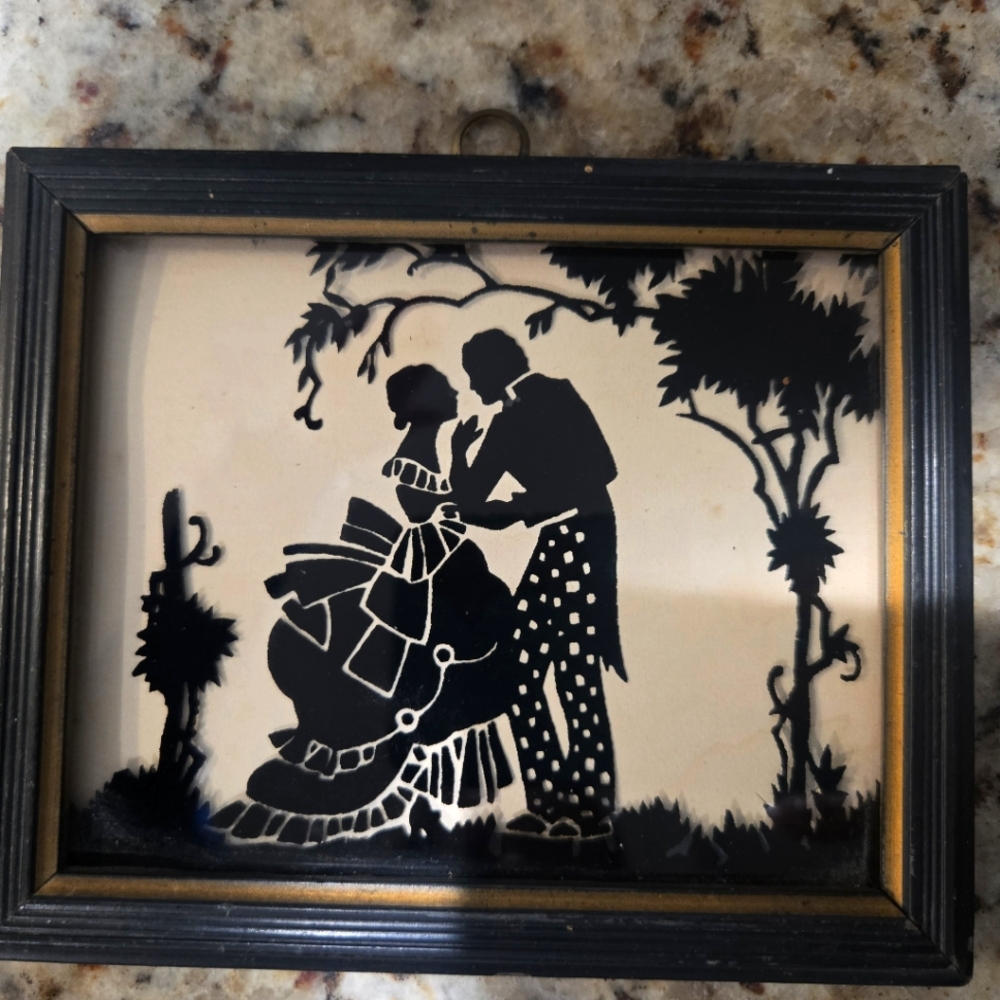 Antique silhouette glass art